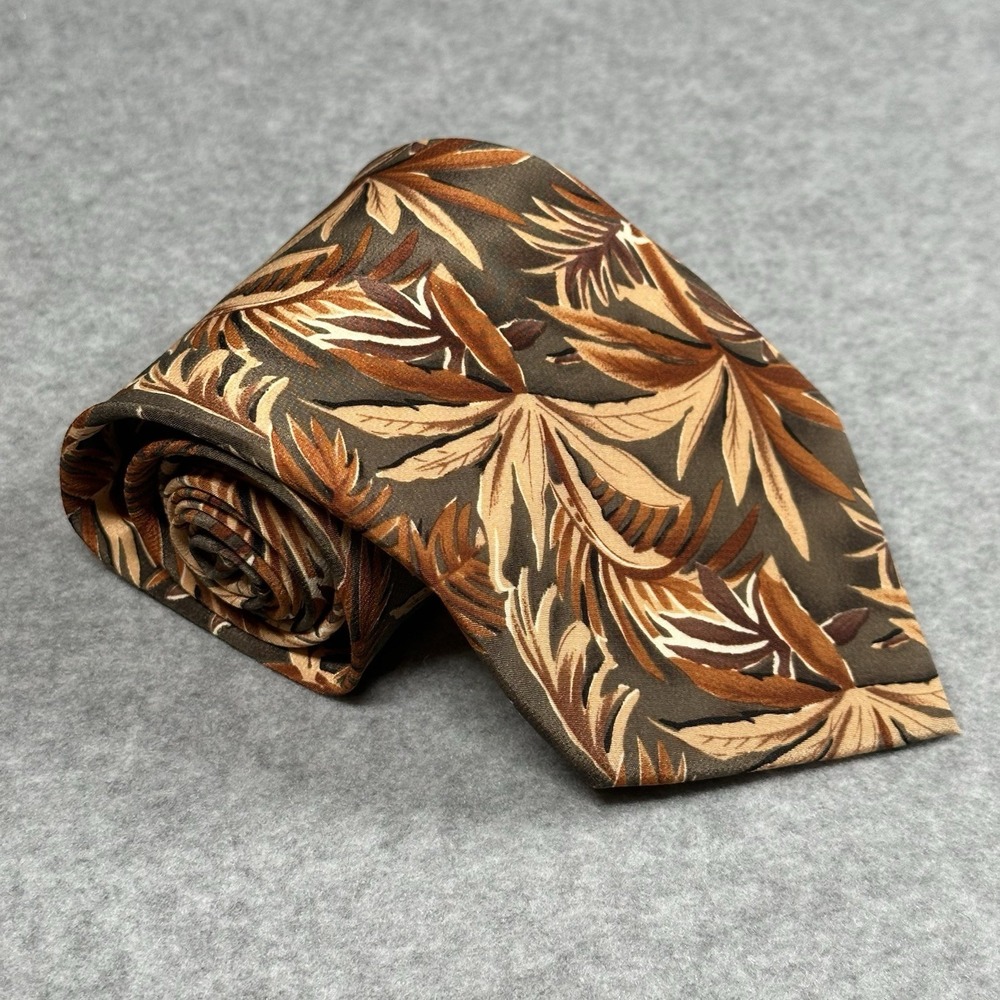 Vintage Hawaiian Tropic Brown Floral Tropical Neck Tie Mens 58x3.9in NOS